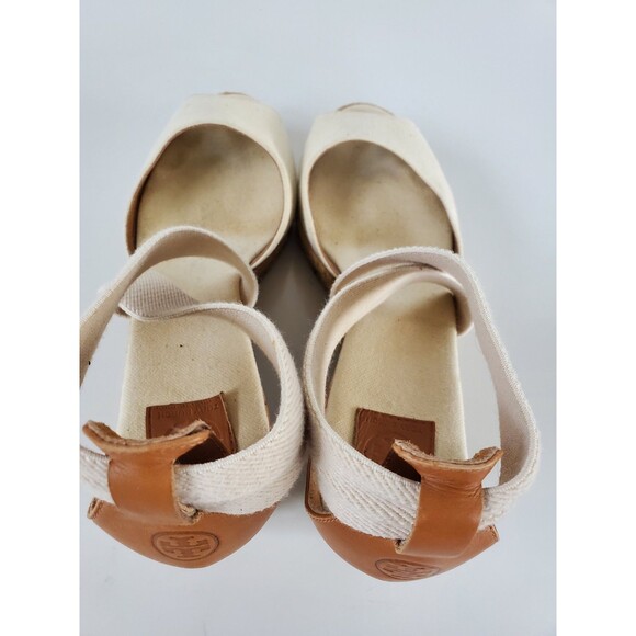 Tory Burch Peep Toe Cork Wedge Sandals Size 7.5 - Picture 11 of 12